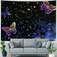 thumbnail image 4 of SHERONV Butterfly Tapestry for Wall Decor,Fantasy Purple Butterflies Tapestries,Black Night Sky Wall Hanging Blanket for Bedroom Living Room Dorm Party Decorations 60x40 Inches 60x50inch, 4 of 6