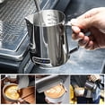 thumbnail image 4 of Olla para crema de leche, jarra de leche de 600 ml/20 oz con termómetro, tetina de acero inoxidable con bolígrafo artístico para cafetera, 4 of 5