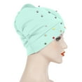 thumbnail image 4 of Mifelio Turban for Women Toe Solid Candy Hat Flower Space Cotton Color Muslim Beaded Cap, Cap Womens Cap Beadedbig Color Turban Head Wrap for Women Green One Size, 4 of 6