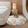 thumbnail image 3 of Summer Coastal Round Living Room Rugs 3.3 ft, Ocean Coral Seaweed Washable Area Rug with Non-Slip Sturdy Edge Binding Round Front Door Mat Floor Carpet for Entryway, 3 of 9