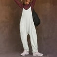 thumbnail image 5 of RYRJJ Women Fleece Overalls Warm Fuzzy Jumpsuits with Pocket Cute Fluffy One Piece Spaghetti Strap Wide Leg Winter Pants Romper(White,XXL), 5 of 9