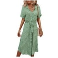 thumbnail image 2 of Gupgi Robe Midi à Boutons pour Femme, Robe Chemise à Manches Courtes à Imprimé Floral, 2 of 10