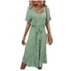thumbnail image 2 of Txlixc, vestido a media pierna con botones para mujer, vestido de verano bohemio, manga corta, estampado floral, volantes, cinturón, línea A, vestido suelto de camisa Txlixc Estilo de ocio, 2 of 10