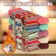 thumbnail image 5 of Armscye 5 Pairs  Womens Thick Knit Winter Socks, Stripe Wool Winter Socks, Wool Vintage Socks for Indoor Warmth, Comfortable Breathable Cotton Socks for Women Indoor Warming Christmas Gifts, 5 of 7