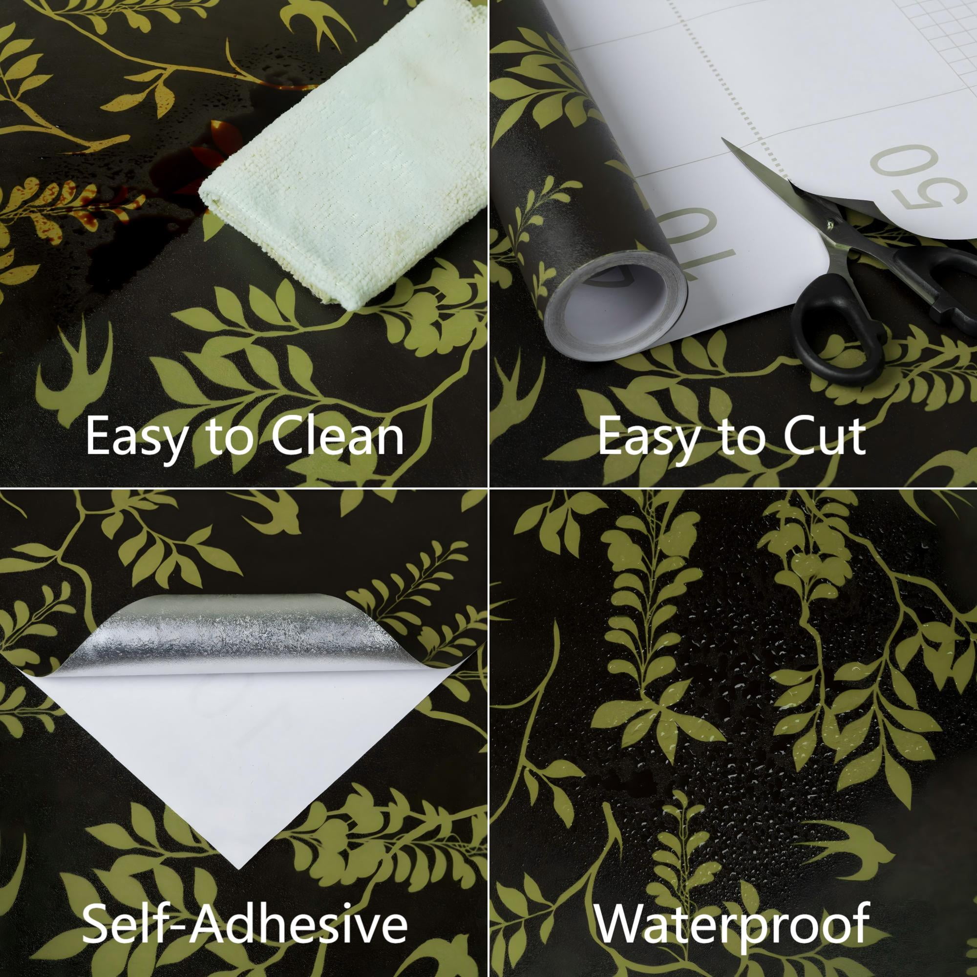 UMIGGEE Floral Wallpaper Peel and Stick Flower Black Wall Paper Self Adhesive Wallpaper 17.7-in x 118-in Contact Paper Removable Wallpaper for Home Decor Wall Covering Old Furniture Renovation