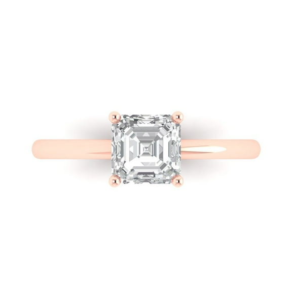 Solitaire Engagement Ring for Women - 1ct Simulated Diamond in 18K Rose Gold Promise Ring