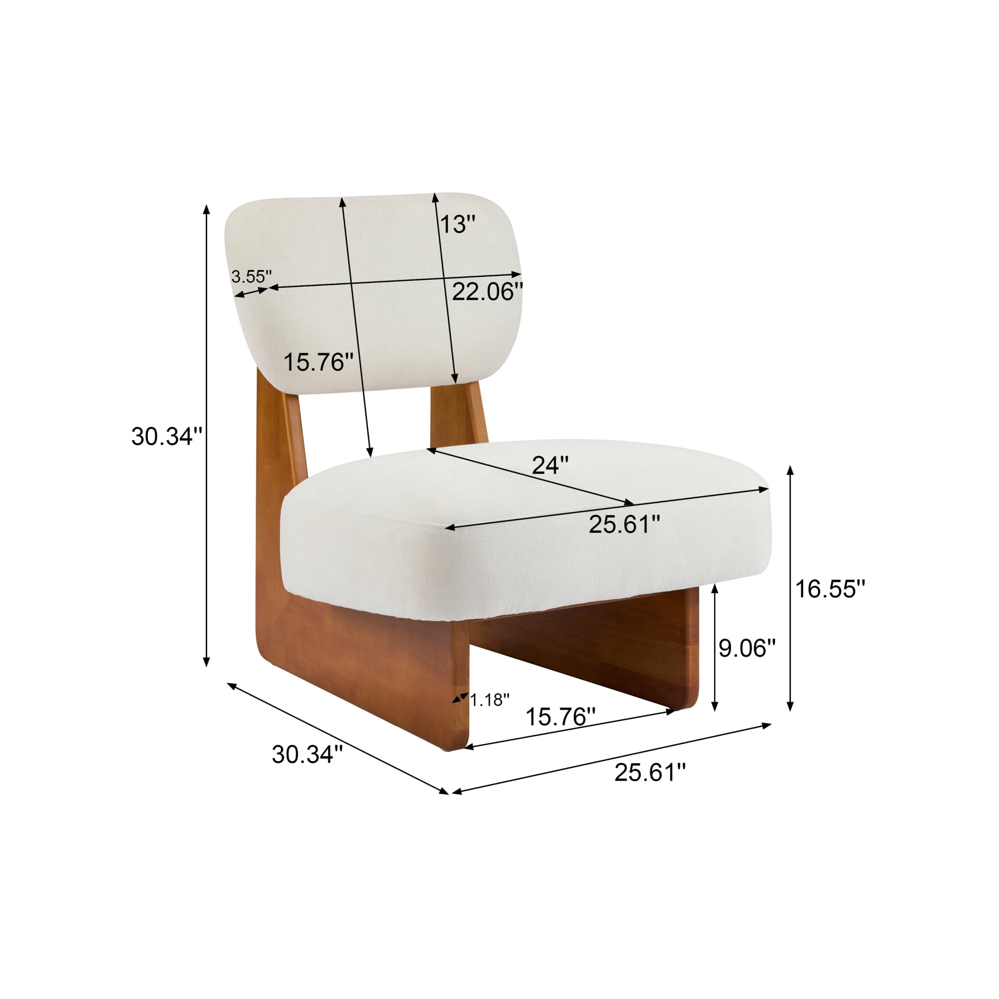 Leumius Set of 2 Modern Lounge Chair with Polyester Upholstery, Sturdy Wood Base With Walnut Finish, Minimalist and Stylish Accent Seating for Living Room Bedroom Office Beige+Natural