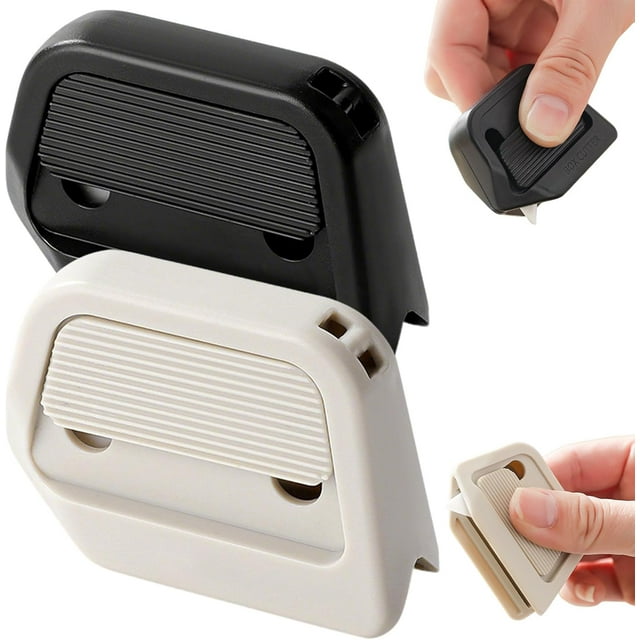 Magnetic Retractable Box Cutter, Upgrade Auto-Retract Utility Knives with Ceramic Blades Right Angle Groove, Portable Fridge-Friendly Package Opener for Cardboard (White+Black)