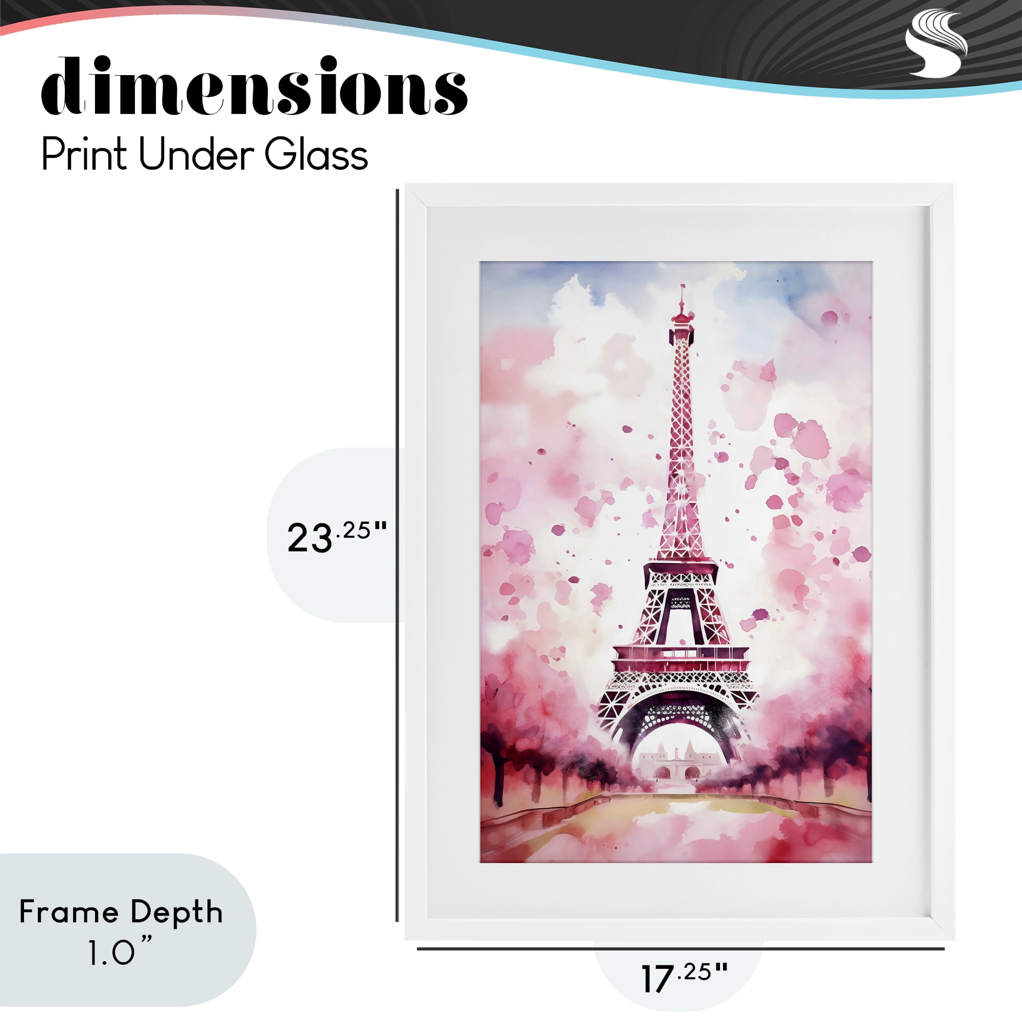 Stupell Industries Blush Watercolor Eiffel Tower White Framed Print Under Glass, design by Creative Studio