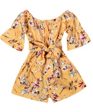 Shoulder Flower Romper Shorts 