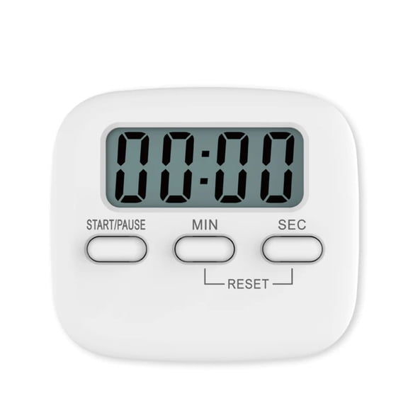 Magnetic LCD Digital Kitchen Timer with loud Alarm Backing Stand Cooking Digital Time Reminder - White