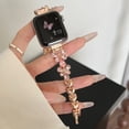 thumbnail image 5 of Butterfly Bracelet Compatible with Apple Watch Bands 41mm/40mm/38mm Slim Bling Jewelry Metal Strap, Shiny Diamond Wristband Replacement for iWatch Series 8/7/SE/6/5/4/3/2/1,Rosegold+Pinkdiamond, 5 of 6