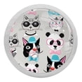 thumbnail image 1 of 4PCS Round Hipster Animal Portraits Cabinet Fluorescence Knob Glowing in the Dark Furniture Drawer Pulls Handle with Screws, 1 of 5
