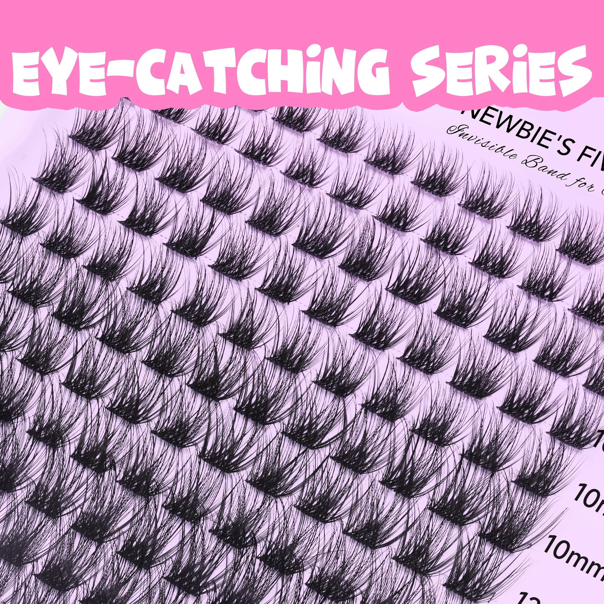 VEYESBEAUTY Siren Lash Clusters 168pcs, Dense Voluminous Individual Lashes with Invisible Band, Flase Eyelashes Reusable up to 7 Days Lash Tray