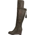 thumbnail image 3 of Women's Journee Collection Jezebel Extra Wide Calf Wedge Over The Knee Boot Olive Faux Suede 6.5 M, 3 of 6
