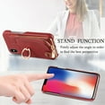 thumbnail image 4 of Compatible for iPhone XS / iPhone X Zipper Wallet Case with Card Holder, Rotation Ring Kickstand Case, PU Leather Card Slots RFID Blocking Protection Phone Case Shockproof Cover, Red, 4 of 10
