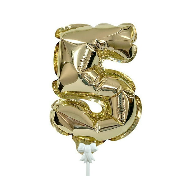 7 inch Self-Inflating Number 5 - Gold Foil Mylar Balloon - Party Supplies Decorations