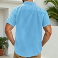 thumbnail image 6 of DPTALR George Men's Cotton Linen Short Sleeve Shirts,Casual Lightweight Button Down,Vacation Beach Summer Tops with Pocket,Sky Blue,Big and Tall Men XXL, 6 of 6