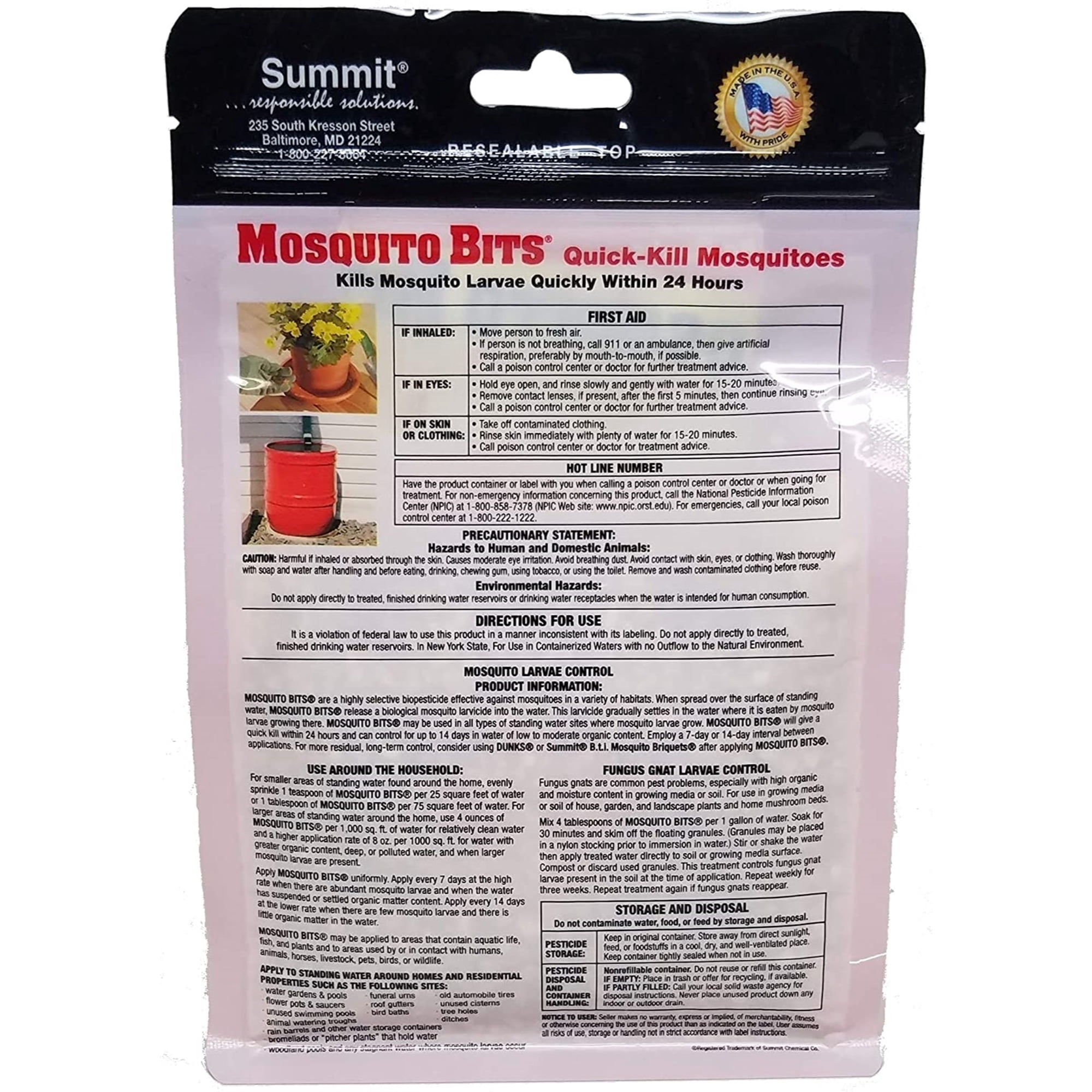 Summit Mosquito Bits Quick-Kill Mosquito, Kills Mosquitoe Larvae, 8oz.