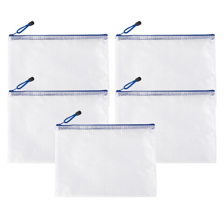 30 Pack Mesh Zipper Pouch Document Bag, A3|A4|A5 size, Each Size 10pcs, 5 Color Zipper Bags, for Office, Home and Business Travel