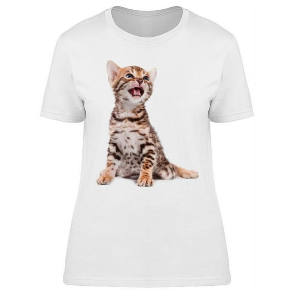 Bengal Cat On White  T-Shirt Women -Image by Shutterstock, Female 3X-Large