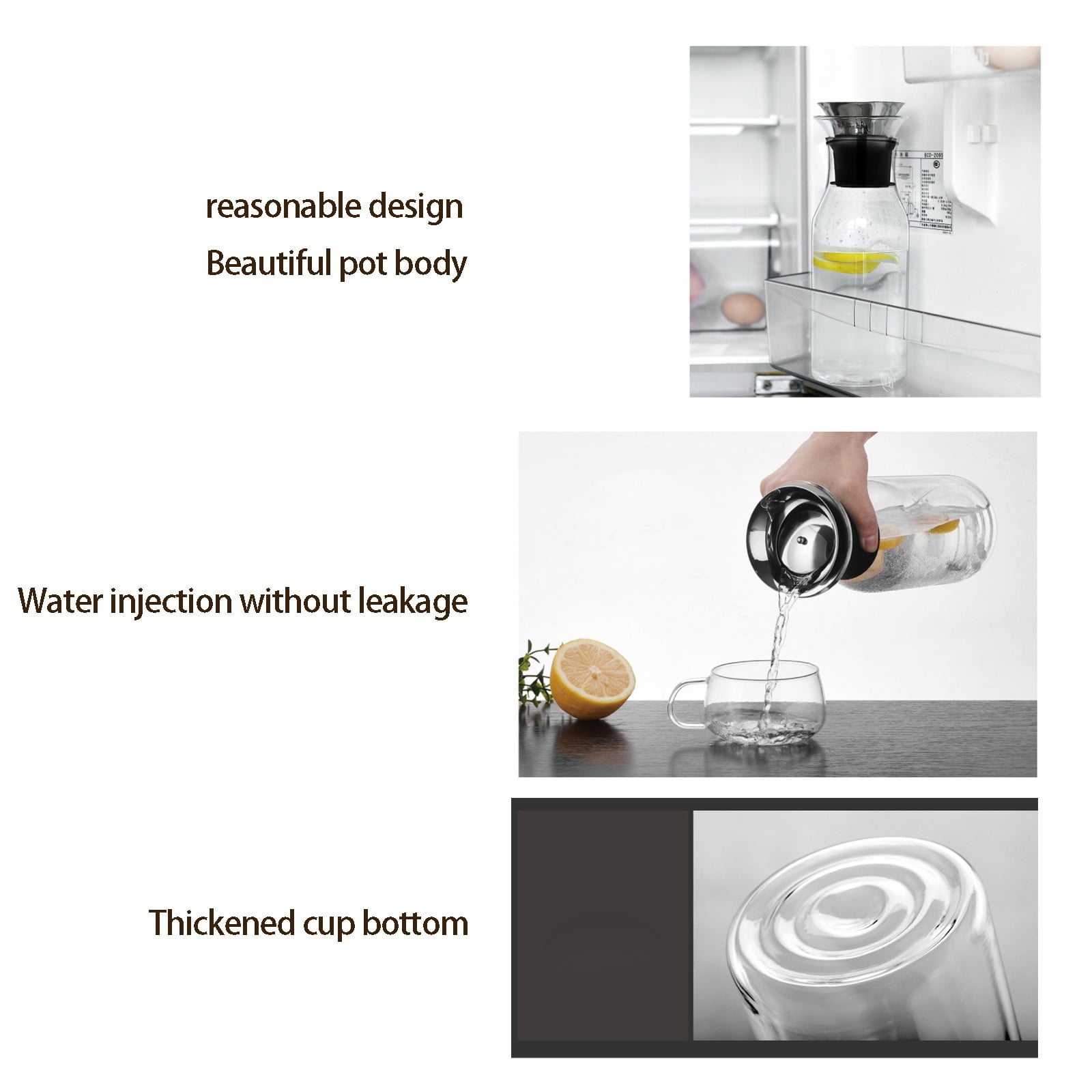 ZOURIH Glass Carafe with Lid, Borosilicate Glass Pitcher for Hot/Cold Water, Ice Tea and Juice Beverage(1000ML)