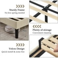 thumbnail image 6 of VECELO Queen Upholstered Platform Bed Frame, Height Adjustable Nailhead Trim Headboard, Easy Assembly/No Box Spring Required, Beige, 6 of 7