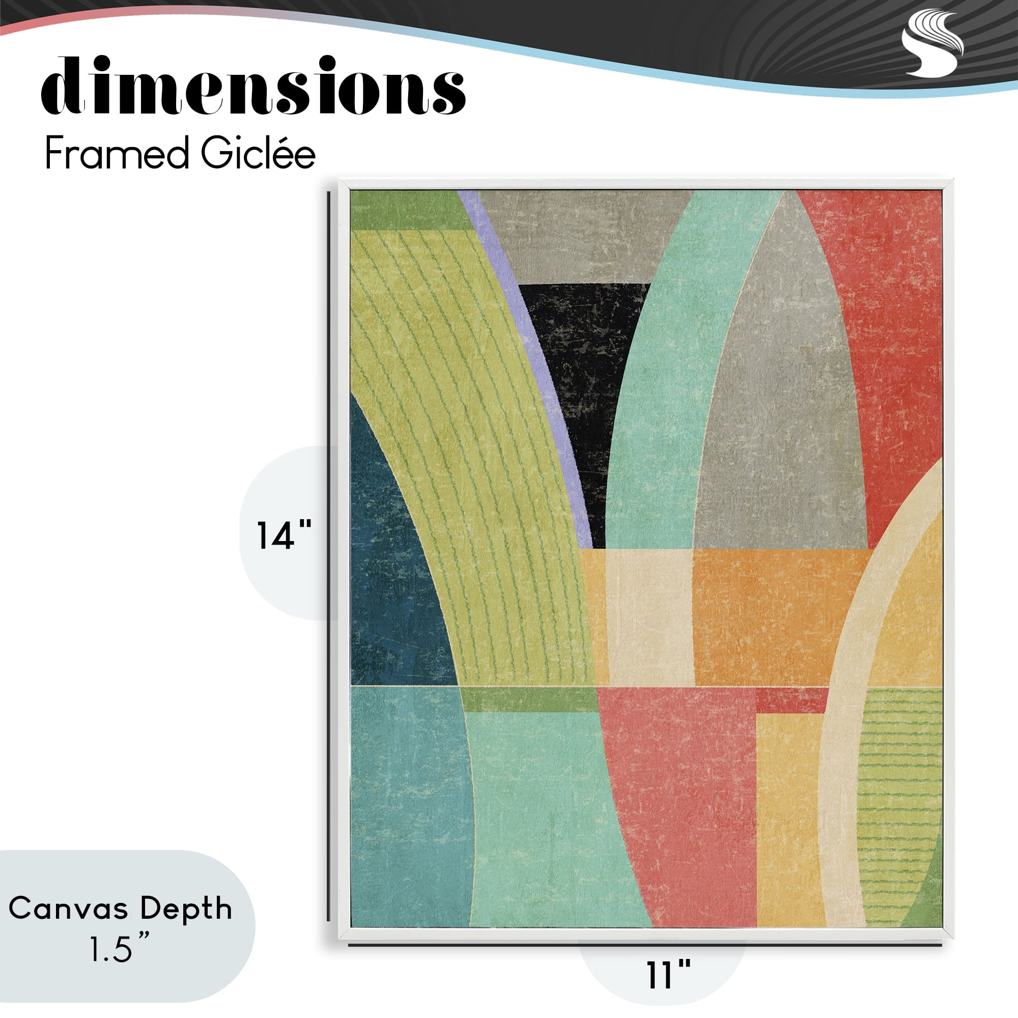 Stupell Industries Retro Geometric Archways White Framed Giclee Art, design by Suzanne Nicoll