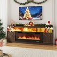thumbnail image 3 of Fireplace TV Stand for 80/85/90 Inch TV with 50" Electric Fireplace, 82.7" Farmhouse Entertainment Center with LED Lights, Tall Media Console with Barn Door for Living Room, Bedroom, 3 of 5