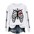thumbnail image 4 of Neewe Women's Halloween Skeleton Printed Casual Crew Neck Sweatshirt Loose Soft Long Sleeve Pullover Tops, 4 of 6
