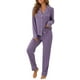 thumbnail image 4 of INSPIRAR CHIC Conjunto de Pijamas para Mujeres de Manga Larga con Botones y Pantalones, Juego de Pijamas a Juego de Dos Piezas para Navidad, S Púrpura, 4 of 6