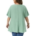 thumbnail image 3 of Agnes Orinda Women's Plus Size Easter Tops Button Decor Irregular Hem V Neck Short Sleeve T-shirt Summer Casual Blouses 2X Green, 3 of 6