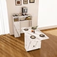 thumbnail image 2 of Multifunctional Folding Dining Table with Wall-Mounted Sideboard, Built-in Power Outlets & Storage for Small Apartments, White, 2 of 11