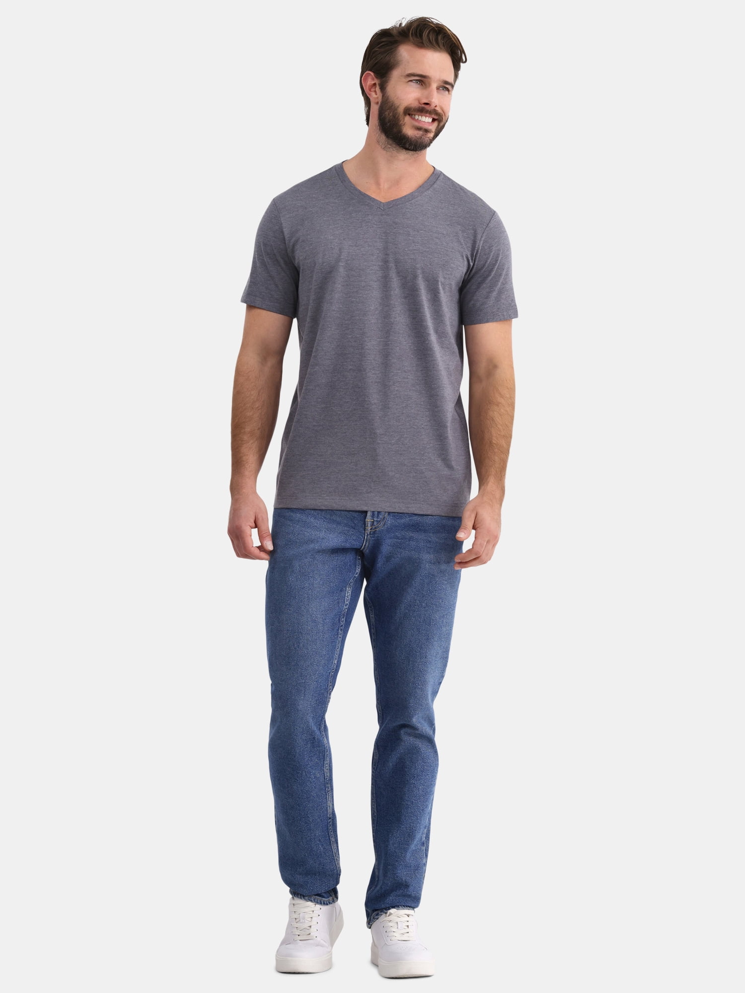 George Men's and Big Men's Lightweight V Neck Tee with Short Sleeves, 3-Pack, Sizes XS-3XL