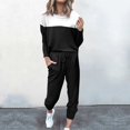 thumbnail image 2 of BLOCLOALO 2 Piece Lounge Set Pullover Crewneck Sweater Women's Outfit Crewneck Pullover Tops and Long Pants Sweatsuits with Sweatpants Long Sleeve Tops Casual Sets Casual Lounge Sets Black L, 2 of 5