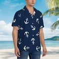 thumbnail image 5 of Balery Nautical Themed Simple Anchors Print Men's Hawaiian Shirts Short Sleeve Beach Shirt Relaxed Fit Vacation Button Down Shirts-Medium, 5 of 9
