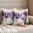 thumbnail image 2 of Spring Retro Pillow Covers 2 Pack X-ray Image of Purple Tulips Flower Leaf Beige Pillowcase Waterproof Outdoor Throw Pillow Cover for Patio Garden Square Cushion 20”x20”, 2 of 9
