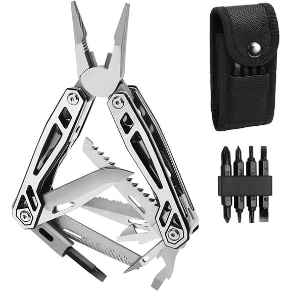 Multitool, 21-in-1 Stainless Steel Pocket Knife with Screwdriver Sleeve, Self-locking Pliers with Sheath-Perfect for Outdoor, Survival, Camping, Hiking, Simple Repair