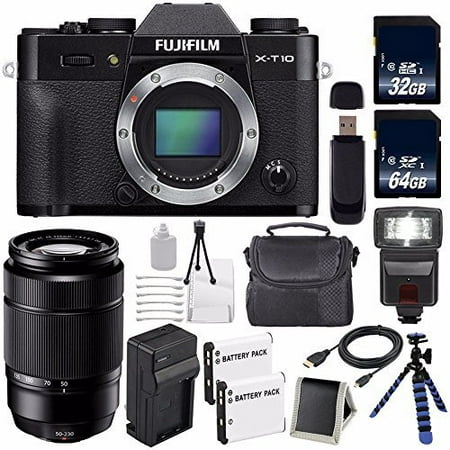Fujifilm X-T10 Mirrorless Digital Camera (Black Body Only) (International Model) No Warranty + Fujifilm XC 50-230mm f/4.5-6.7 OIS Lens (Black) (International Model) No Warranty + Battery