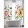 thumbnail image 6 of Colorful Daisy Floral Sheer Curtains 108 Inches Long 2 Panels Set, Window Sheer Curtains for Living Room/Bedroom, Spring Flowers Botanical Leaves Rustic Light Filter Rod Pocket Curtain 52''x108''x2, 6 of 8