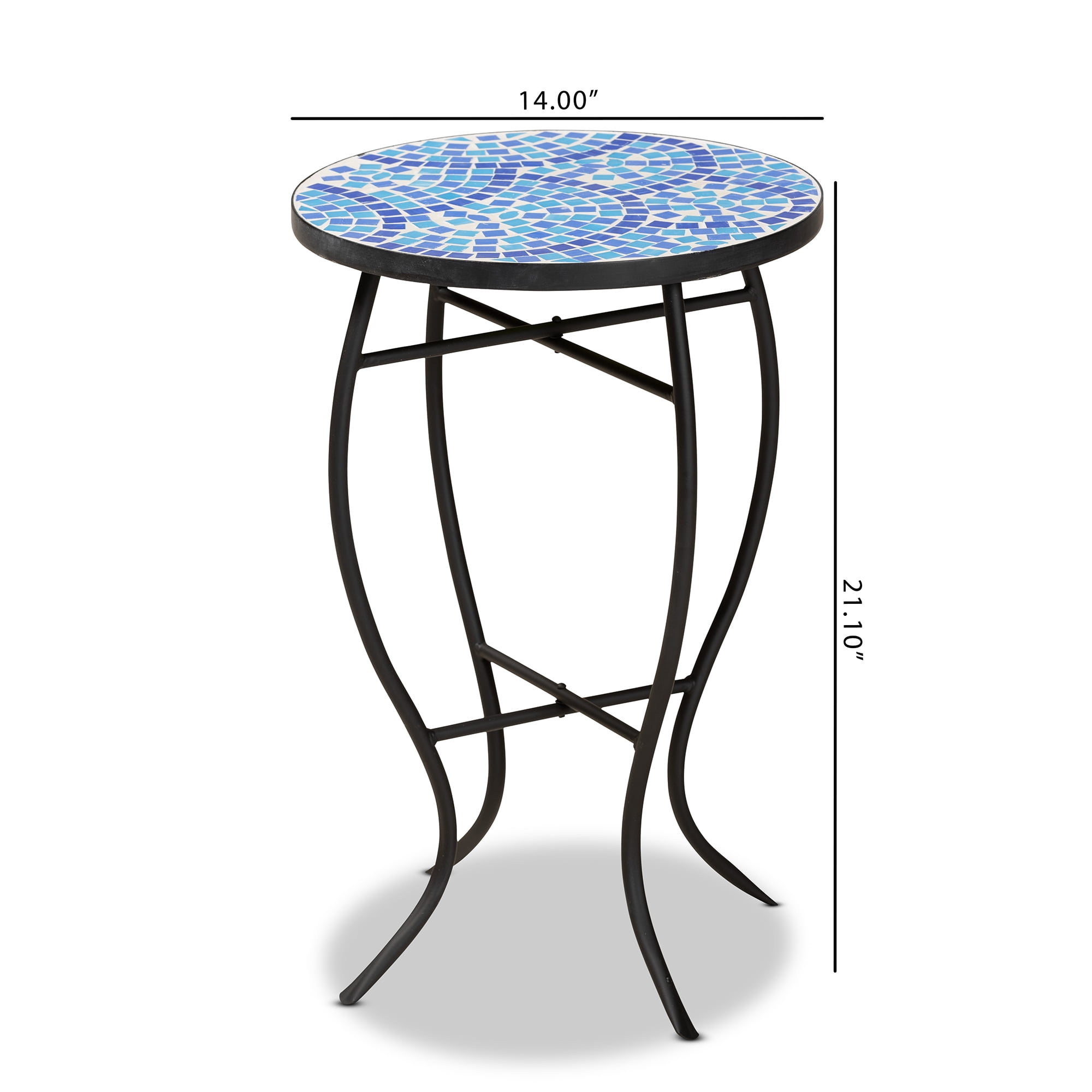 Baxton Studio 14" x 14" x 21" Black Metal and Glass Solid Print Plant Stand
