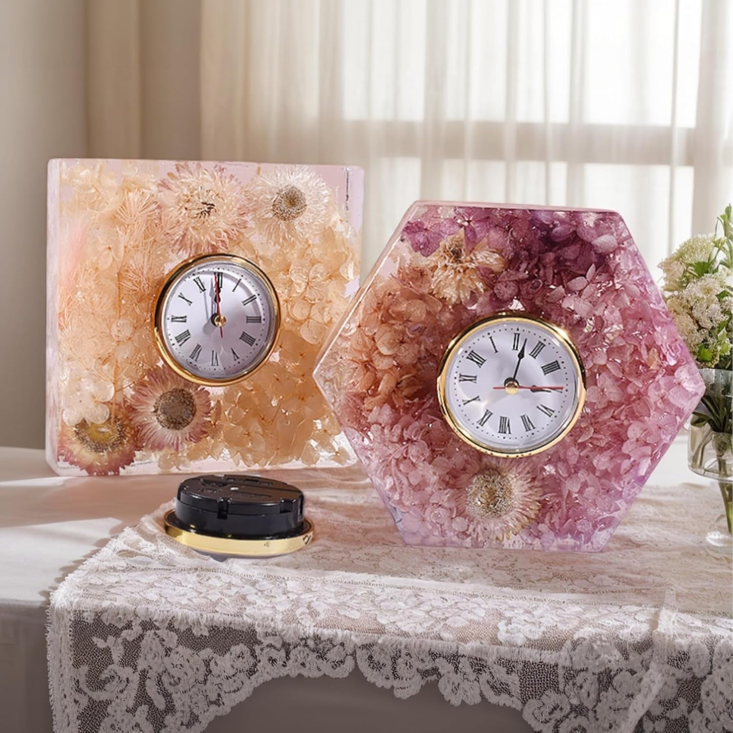 6Pcs Clock Insert for Resin Clock Mold: 2-1/2 (65mm) Round Mini Clock Face Replacement, Classic Clock Craft Quartz Movement Arabic Numerals Wall Decor Retro for Home