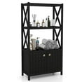 thumbnail image 1 of Costway Bathroom Storage Cabinet with Open Shelves & Double Doors Modern Storage Organizer Black, 1 of 10
