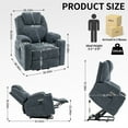 thumbnail image 5 of Aukfa Power Lift Recliner Chair with Massage and Heat for Elderly Adults, USB Charge Ports, 2 Cup Holders, Chenille, Blue Gray, 5 of 10