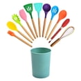 thumbnail image 2 of 12 unids / set juego de cucharas de cocina de silicona juego de utensilios de cocina mango de madera herramientas de espátula accesorio de cocina Inevent HA003760-00B, 2 of 2