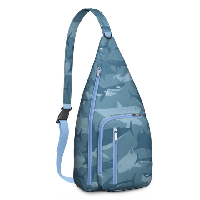 Underwater World Sling Backpack - Mystical Dolphin & Whale Cartoon Pattern, Multi-Pocket Daypack for Photography