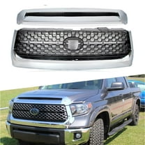 ONEPI Chrome Front Grille&Hood Bulge Molding Kit Compatible with Toyota Tundra 2014 2015 2016 2017 2018 2019 2020 2021 Models, W/O LED, W/O Emblem