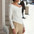 thumbnail image 7 of HongQid Women's Casual Long Sleeve Off-The-Shoulder Tee Going Out Tops, 7 of 7