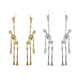 thumbnail image 1 of 2 pares de pendientes colgantes de esqueleto de calavera de metal de Halloween, joyería de estilo retro oscuro (oro + plata), 1 of 5