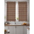 thumbnail image 2 of Brown Geometric Abstract Curtains 45 Inch Length, Sheer Curtains for Bedroom Living Room Window Contemporary Modern Art Rod Pocket Voile Drapes Kitchen Curtains Small Half Window 42"x45" 2 Panels, 2 of 7